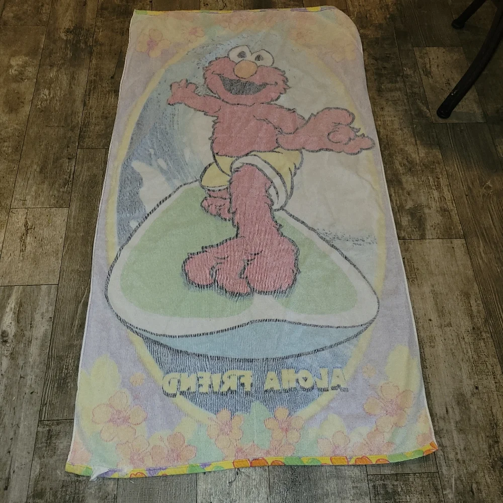Vintage Sesame Street Towel Elmo Aloha Friends